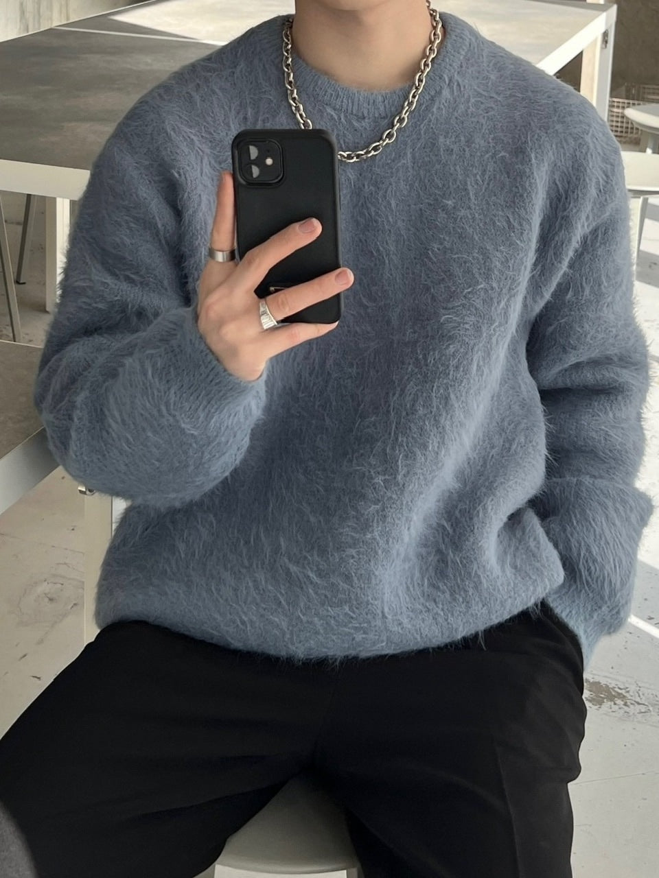 受注制【Chikashitsu +】hairy knit (2color)