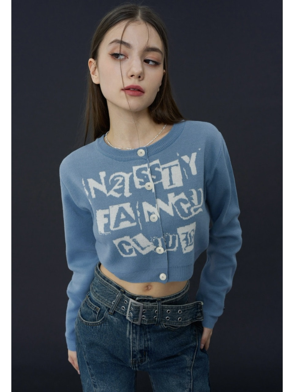 【FANCY CLUB】FANCY STAMP CROP CARDIGAN