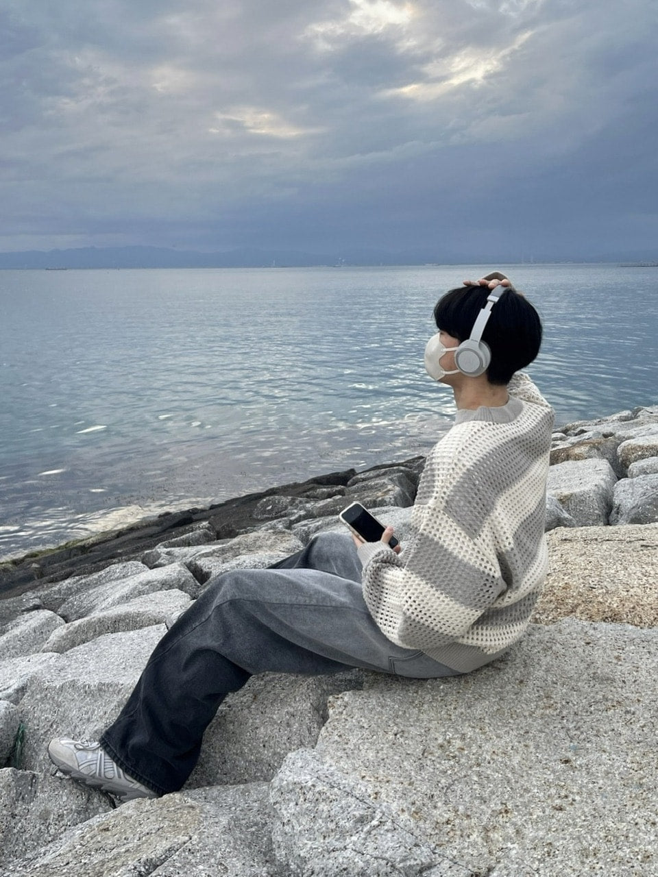 受注制【youll】mesh border knit (2color)