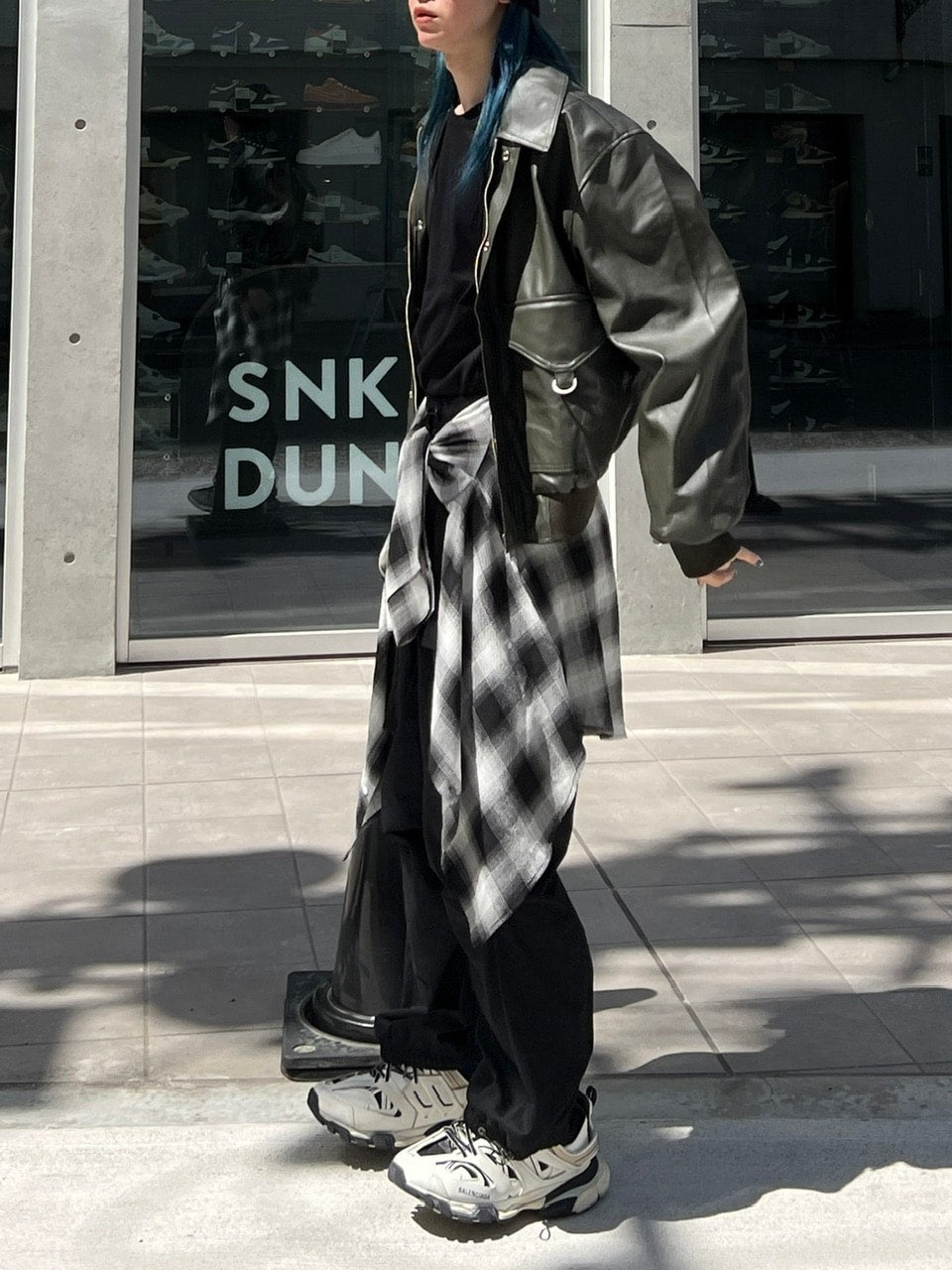 大阪店WEB限定受注制【Chikashitsu +】over fit shadow check shirt (3color)