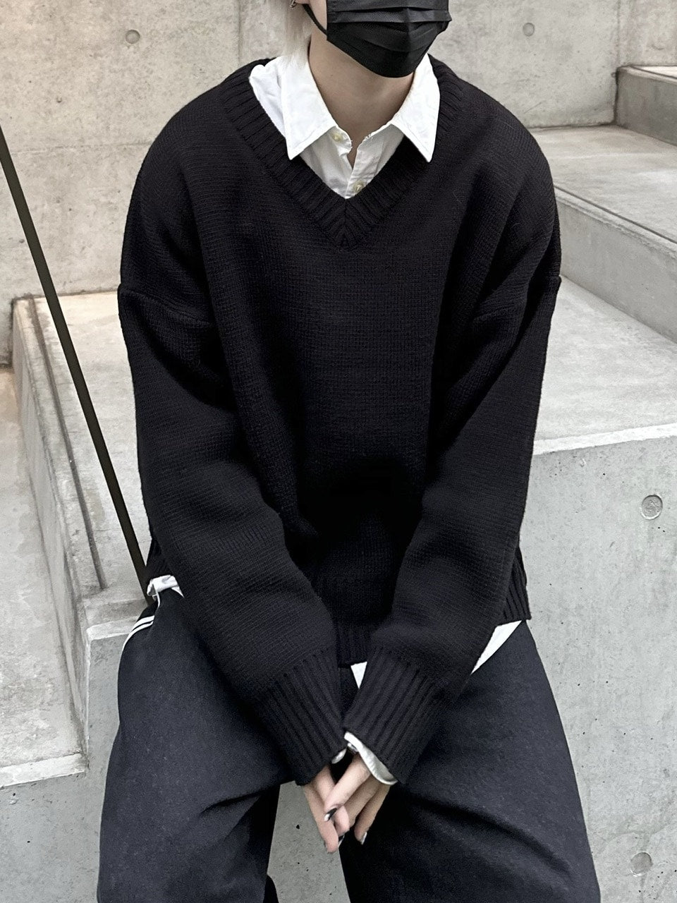 大阪店WEB限定【Chikashitsu +】basic v neck knit (4color)