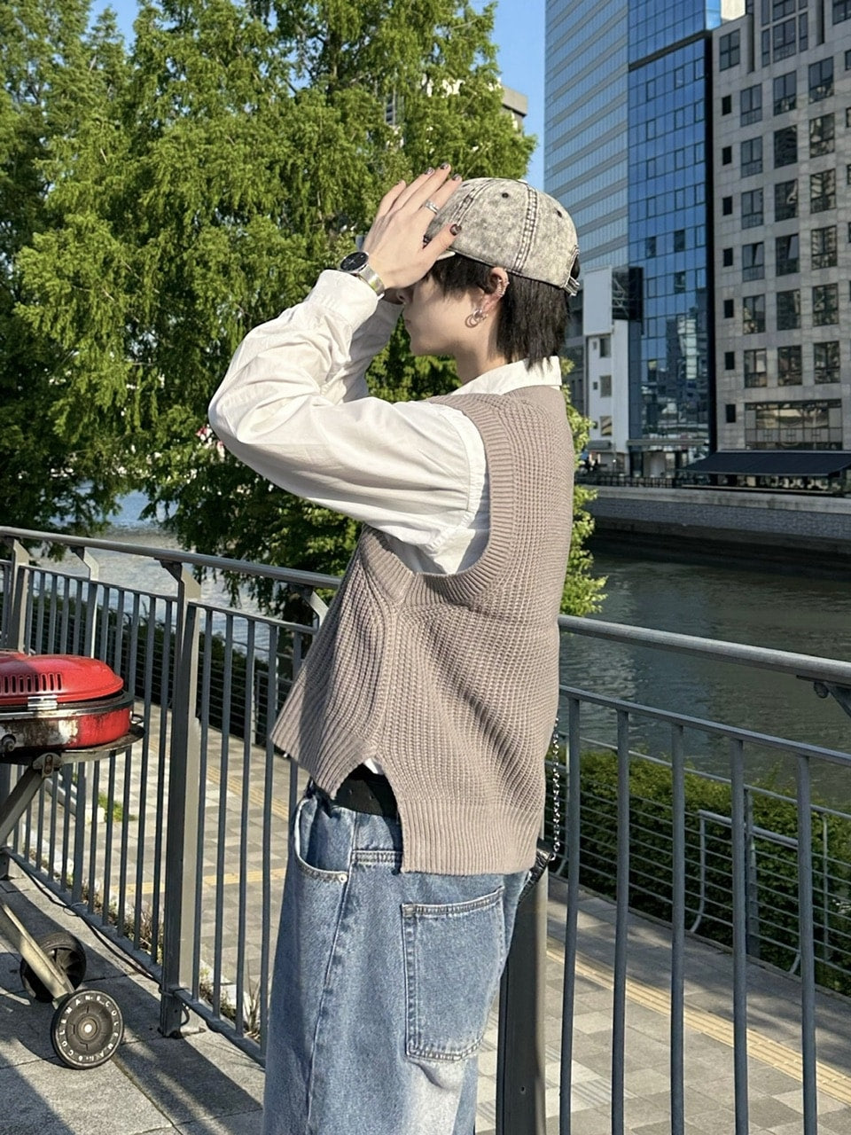 大阪店WEB限定受注制【Chikashitsu +】cropped box vest (2color)