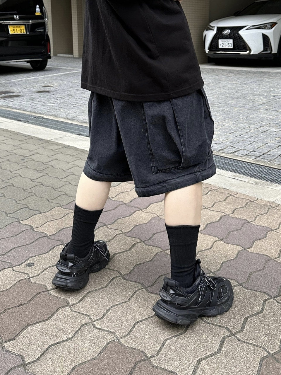 受注制【Chikashitsu +】2way heavy pocket denim cargo pants (2color)