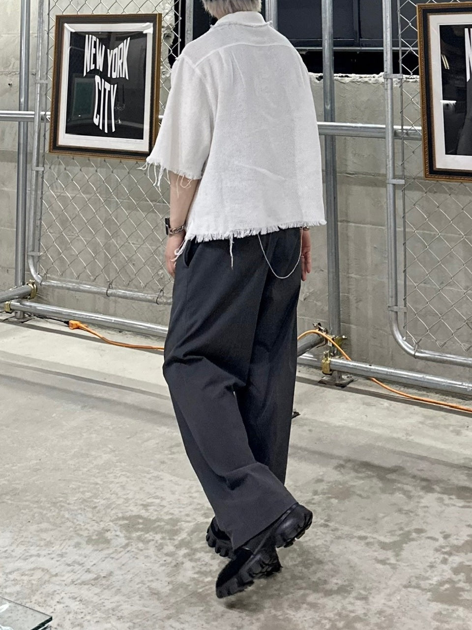 大阪店WEB限定受注制【Chikashitsu +】tweed cropped shirt (2color)