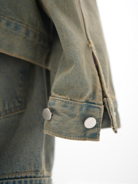 受注制【Never mind the XU】set up washed denim jacket (2color)
