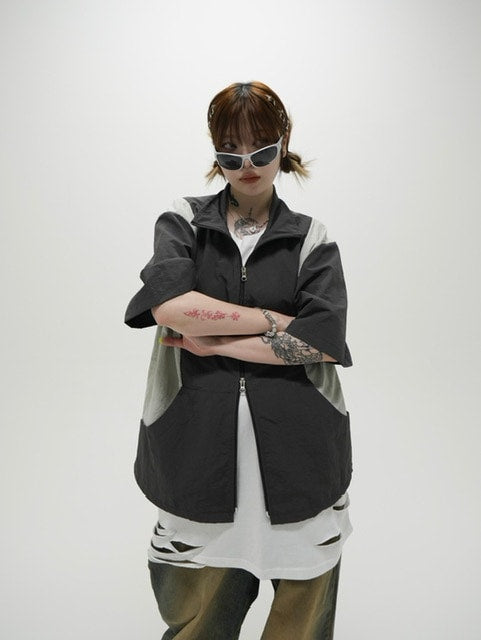 受注制【Never mind the XU】nylon zip up jacket (3color)