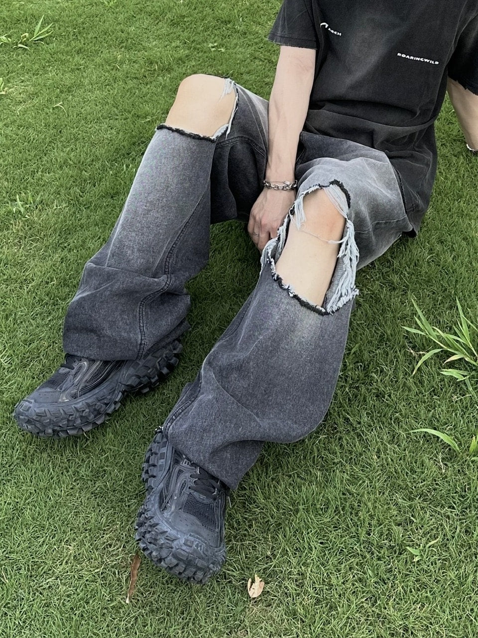 大阪店WEB限定【Chikashitsu +】vintage crash denim pants (2color)