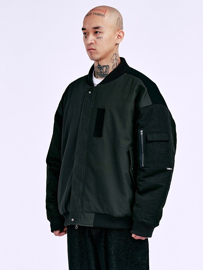 【AJOBYAJO】Fourfold Nylon Mixed Bomber Jacket