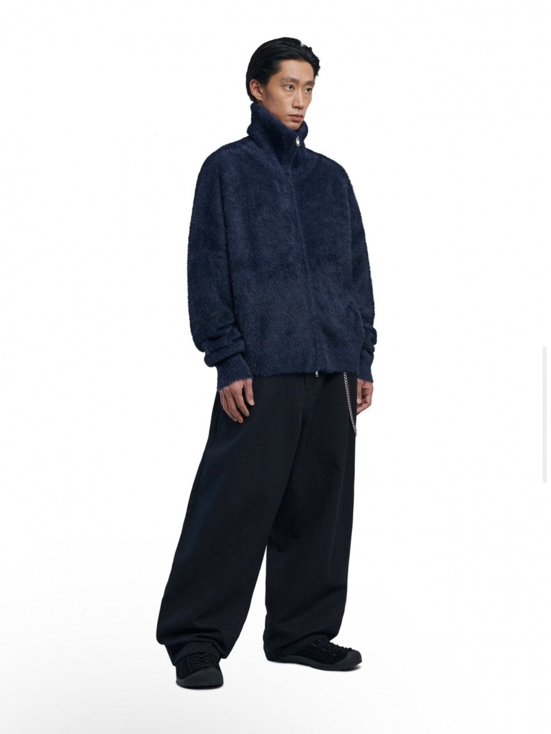 【NOMANUAL】HIGH NECK HAIRY KNIT ZIP-UP