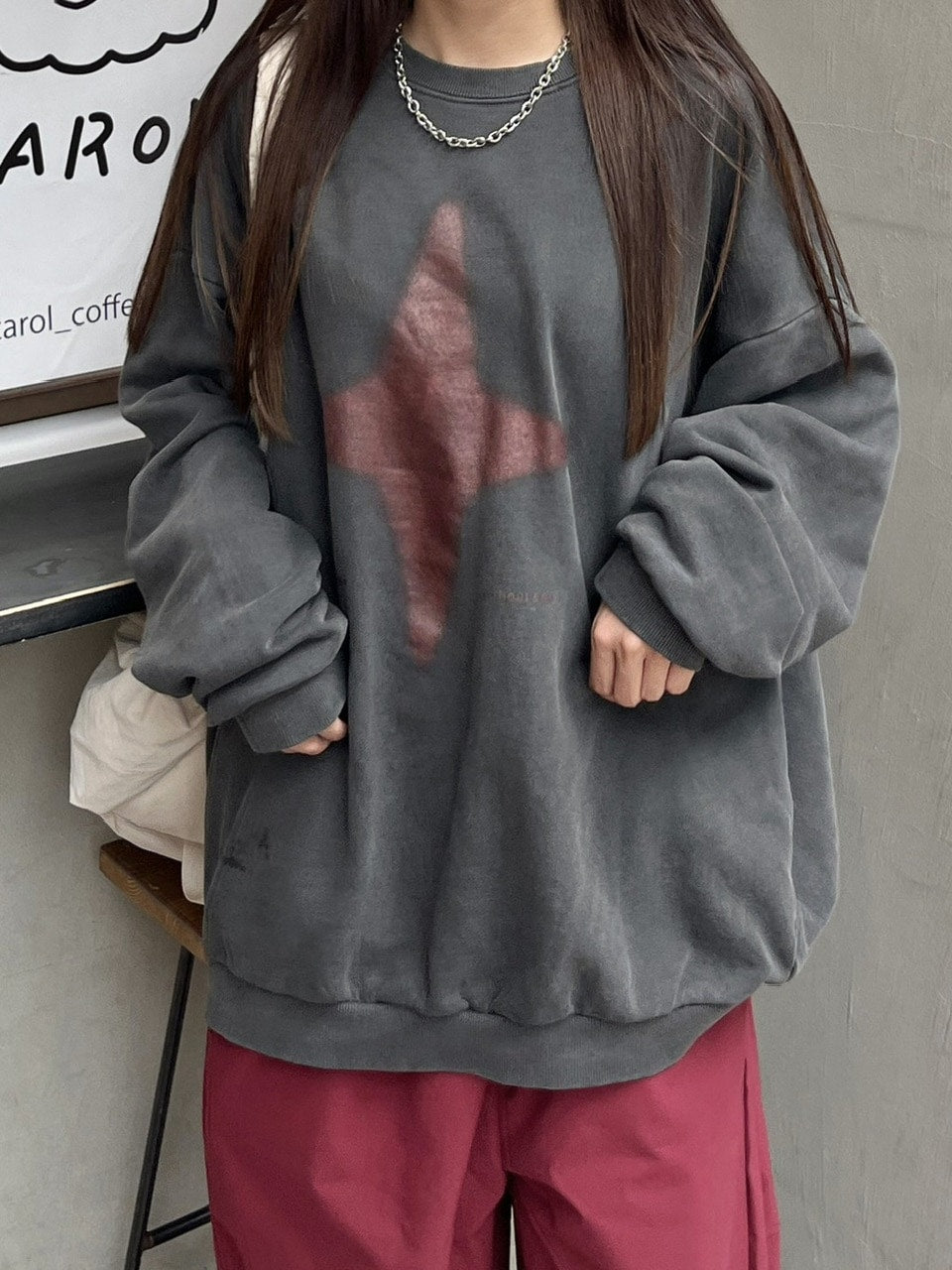 【youll】sparkle pigment sweat shirt (3color)