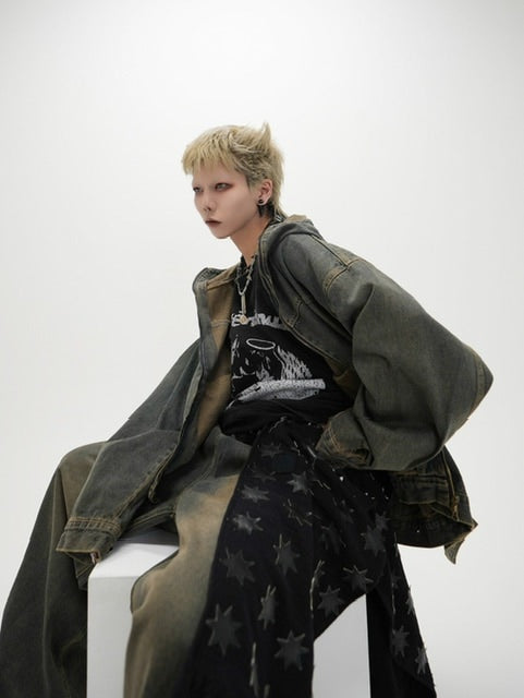 受注制【Never mind the XU】setup denim jacket (2color) / 【ネバーマインドザエックスユー】セットアップフードジップアップパーカーデニム長袖ジャケット