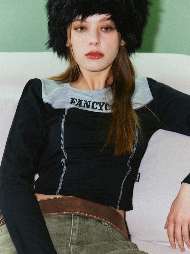 【FANCY CLUB】TURNING CLASSIC STITCH CROP TEE