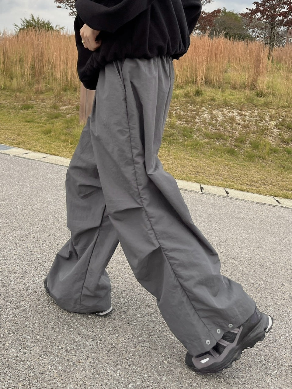 受注制【youll】snap button tuck wide pants (3color)