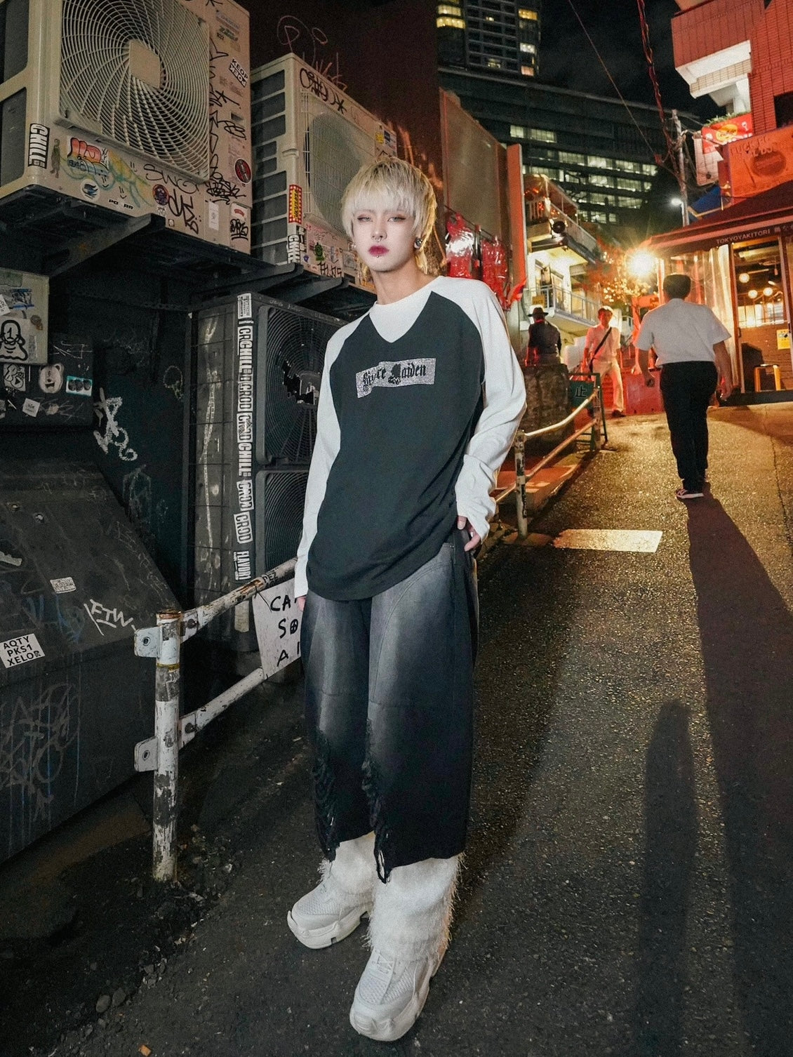 【Bizarre Maiden】rhinestone logo raglan tee (2color) / 【ビザールメイデン】ラインストーンロゴラグラン長袖Tシャツ