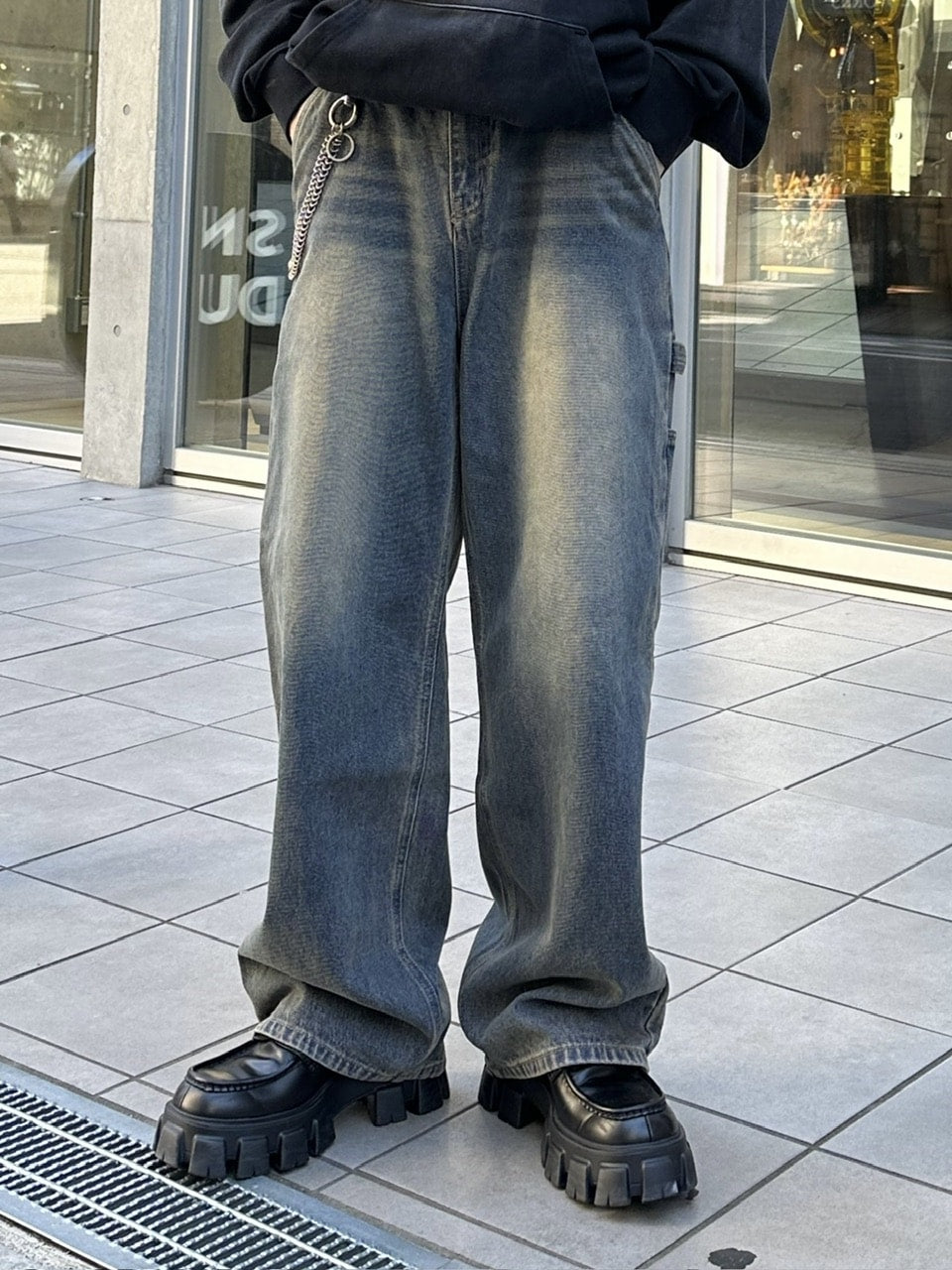 大阪店WEB限定受注制【Chikashitsu +】vintage wash carpenter denim pants (2color)
