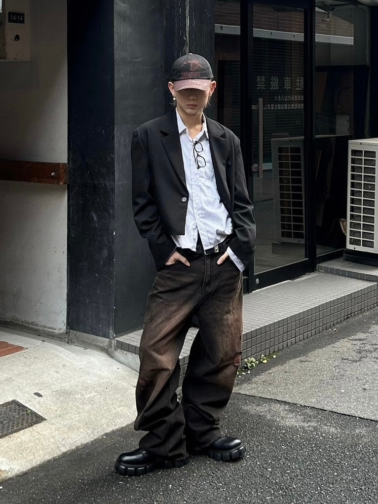 【Chikashitsu +】cropped single jacket (2color)