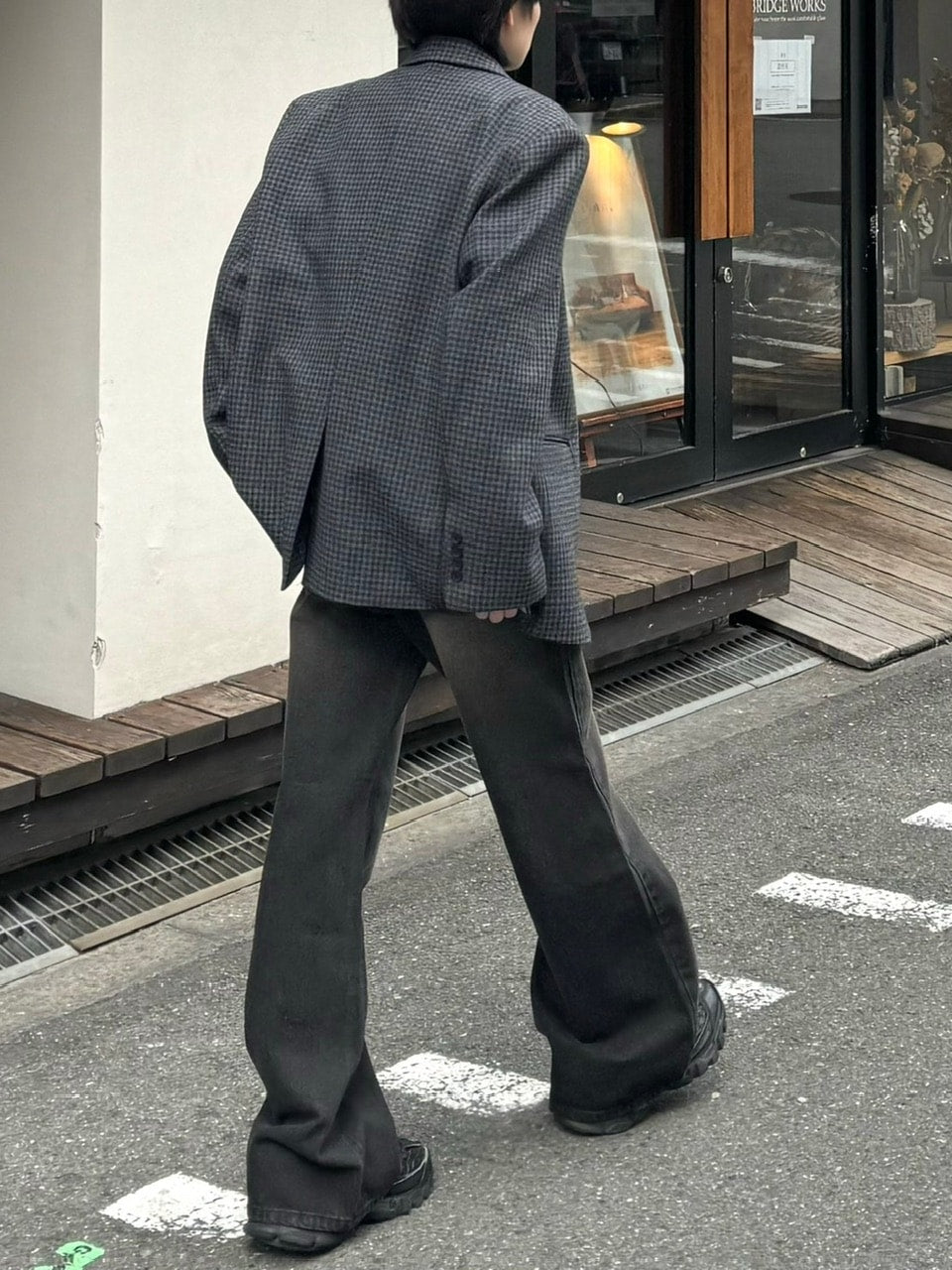 【Chikashitsu +】vintage wash bootscut denim pants (2color)