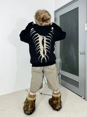 国際配送【Never mind the XU】bone hooded sweater (2color)