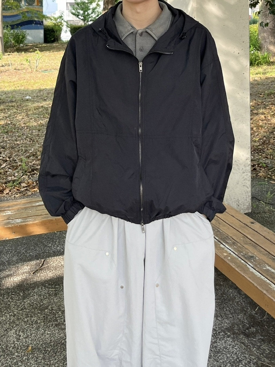 受注制【youll】nylon hooded blouson (2color)