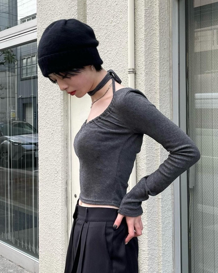 【Chikashitsu + LADIES】shirring cropped tops (3color)