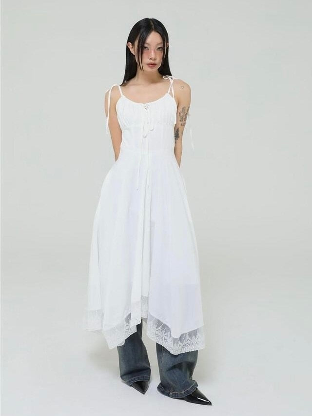 【Uglyshadow】LACE RIBBON SLEEVELESS DRESS