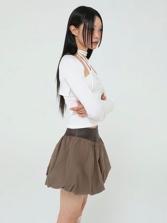 【Uglyshadow】VINTAGE LEATHER PUMPKIN SKIRT