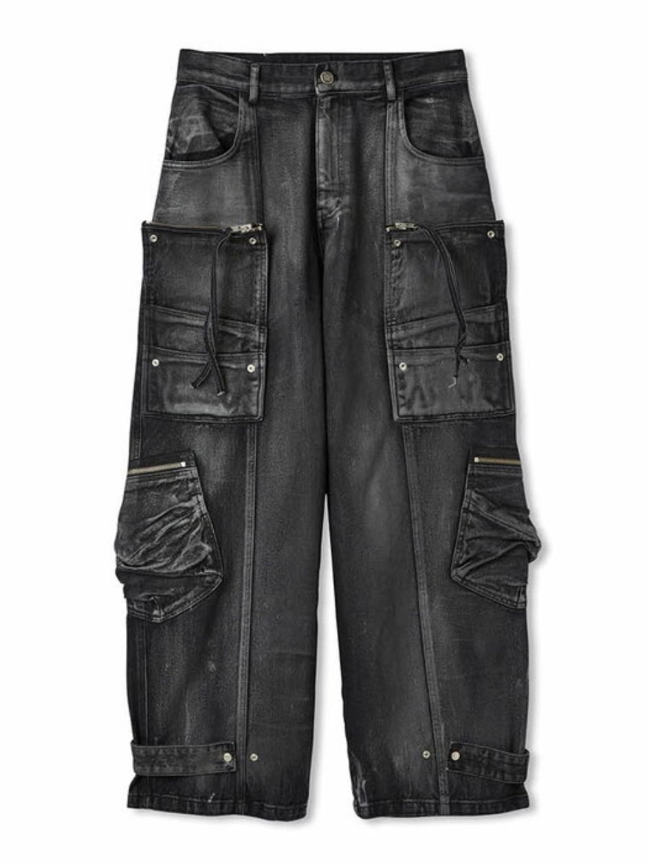 【DNSR】twoface multi cargo denim pants