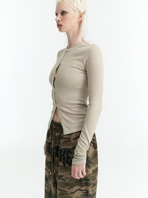 【ROCK CAKE】Nickel Snap Slim Cardigan