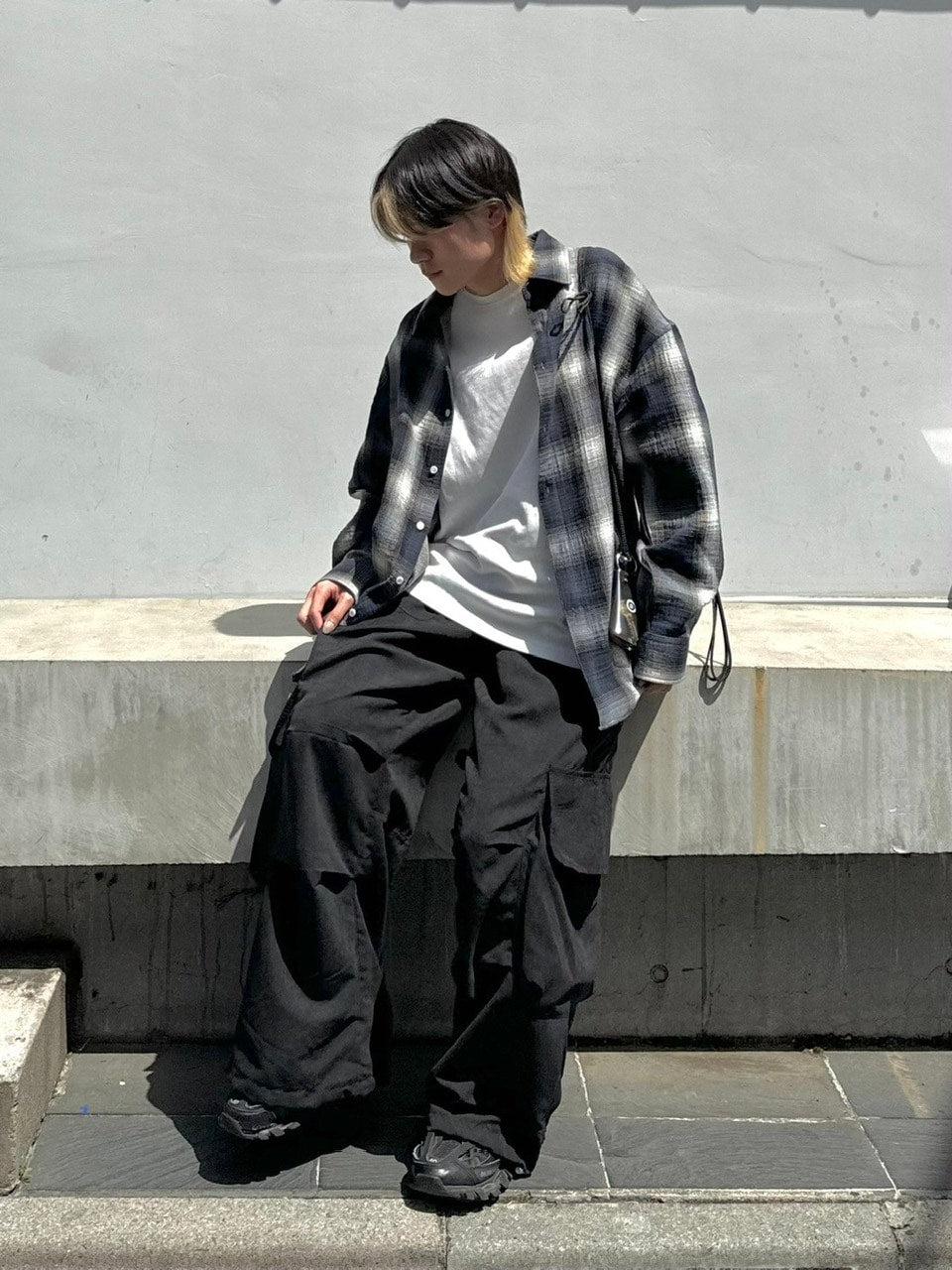 受注制【Chikashitsu +】shadow check shirt (2color) / 【チカシツプラス】シャドウチェック長袖シャツ
