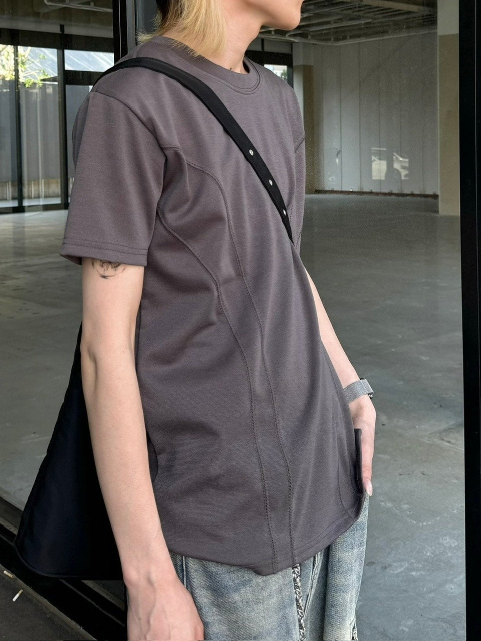 受注制【Chikashitsu +】compact stitch rib t-shirt (3color) / 【チカシツプラス】コンパクトステッチリブ半袖Tシャツ