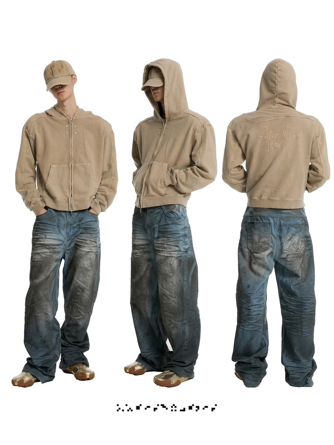 【ANOTHERYOUTH】overdyed crop zip-up hoodie