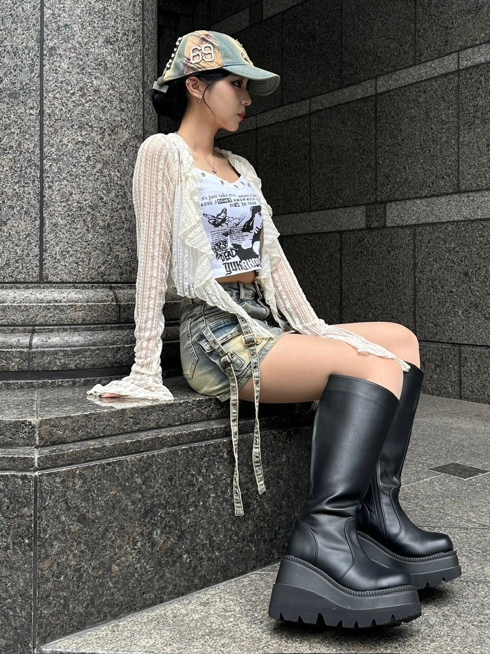 【Never mind the XU】frill lace cardigan (2color)