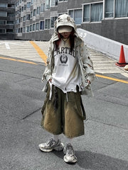 受注制【Never mind the XU】strap denim half pants (2color)