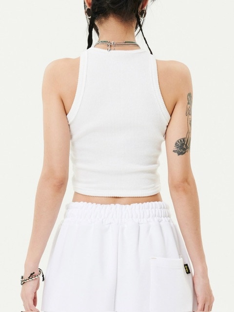 【HOLY NUMBER 7】Women's Dancer Crop Tank Top / 【ホーリーナンバーセブン】ダンサークロップロゴプリントタンクトップ