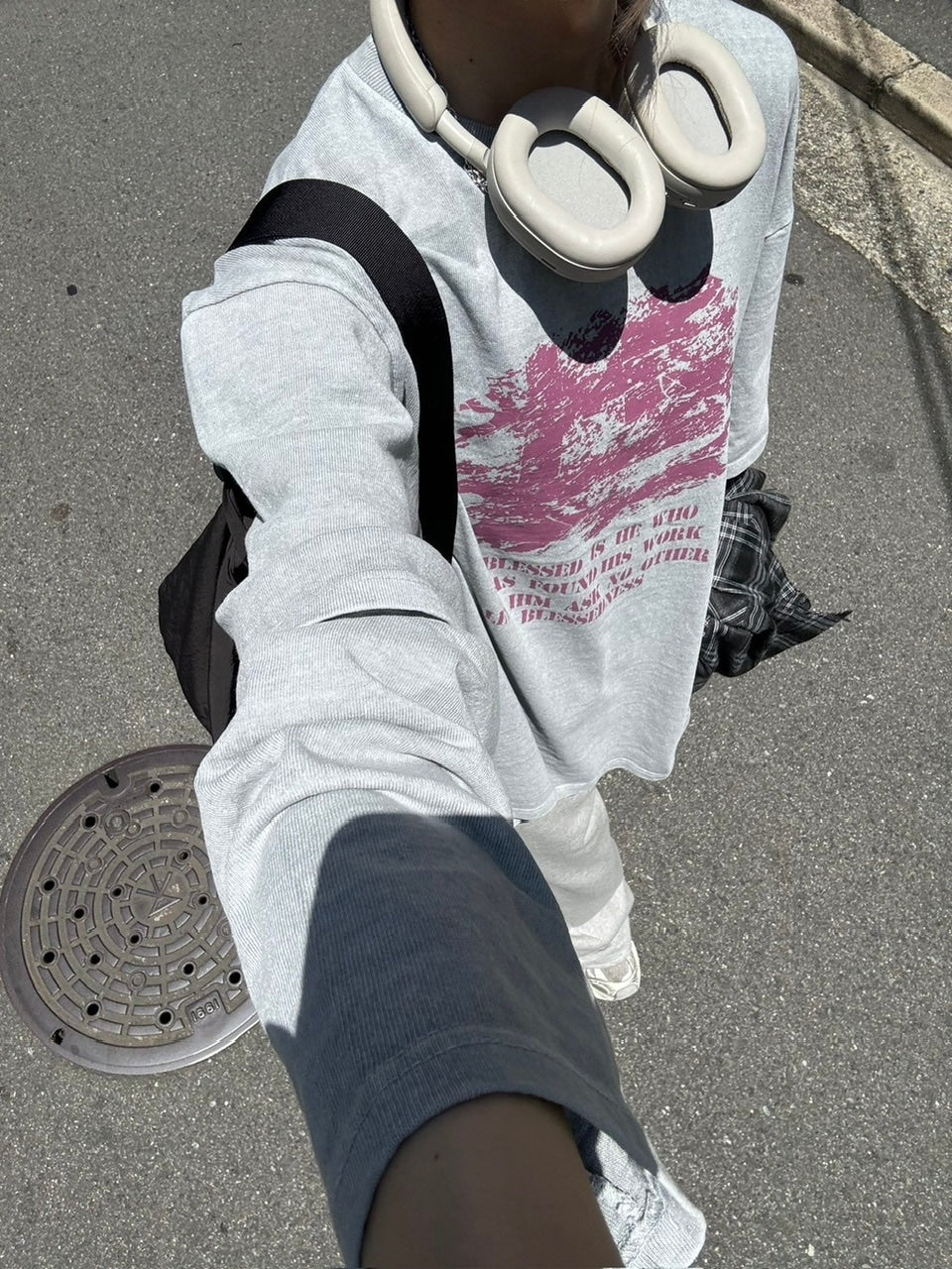 【Chikashitsu +】layered graphic long sleeve (2color) / 【チカシツプラス】レイヤードグラフィックプリント長袖Tシャツ