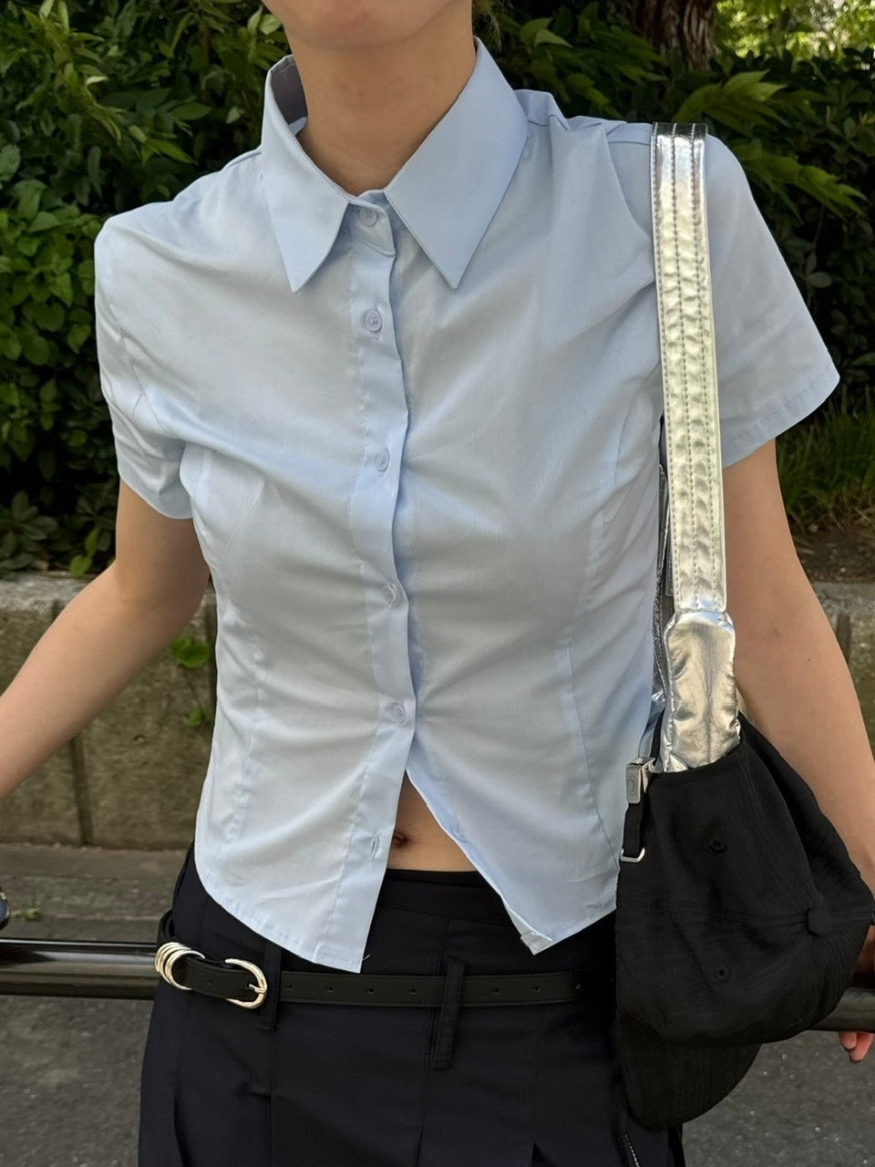 受注制【OaKS】cropped half sleeve shirt (3color)