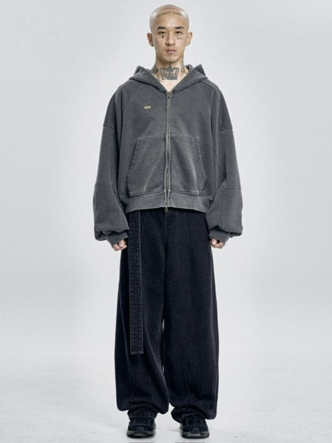 【AJOBYAJO】Vintage Pigment Zip-Up Hoodie