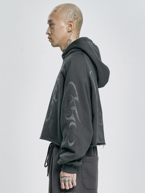 【AJOBYAJO】Tribal AJO Applique Cropped Hoodie