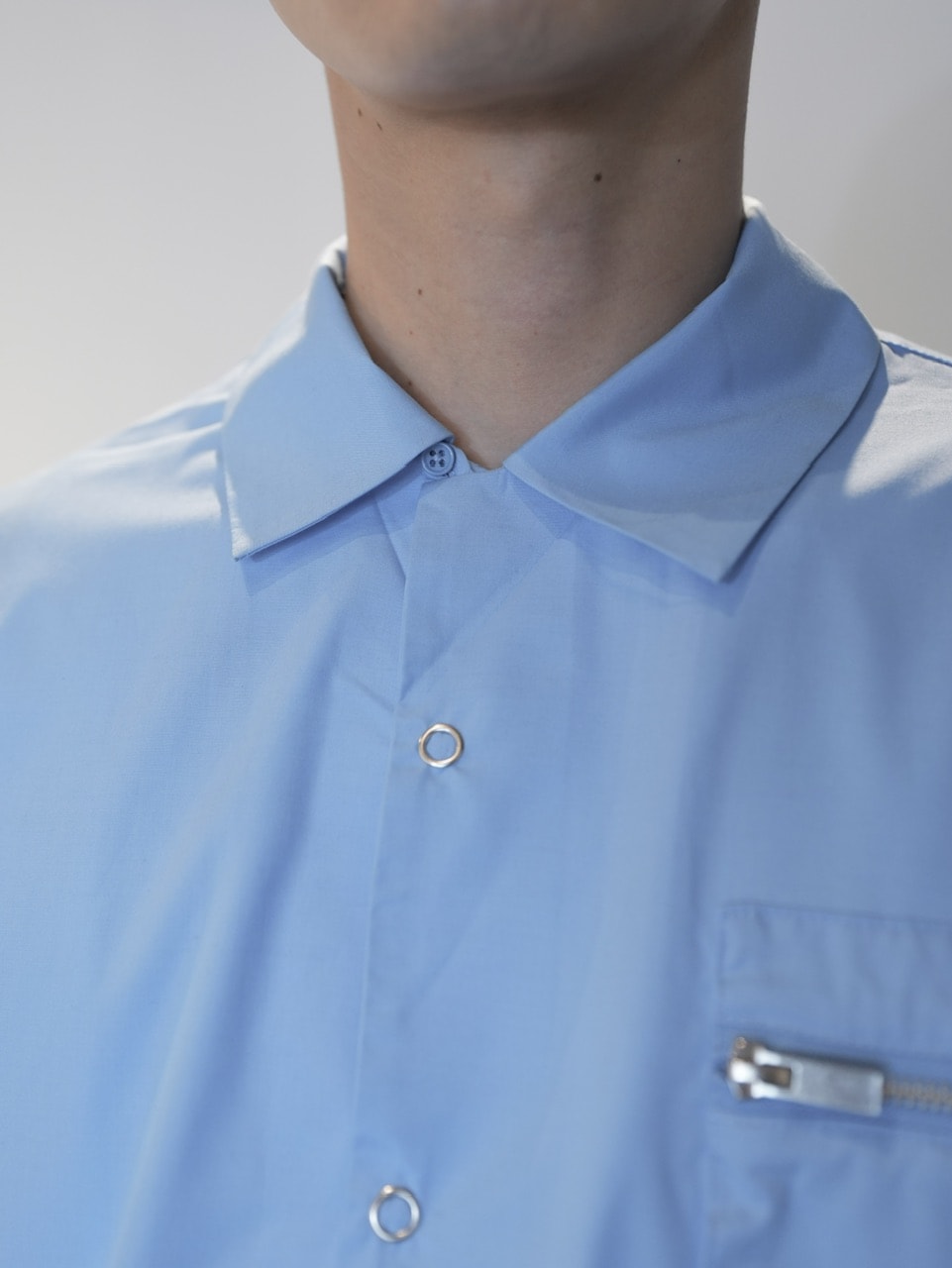 【CS】2way zip square cut shirt (blue) / 【シーエス】2ウェイジップスクエアカット長袖シャツ