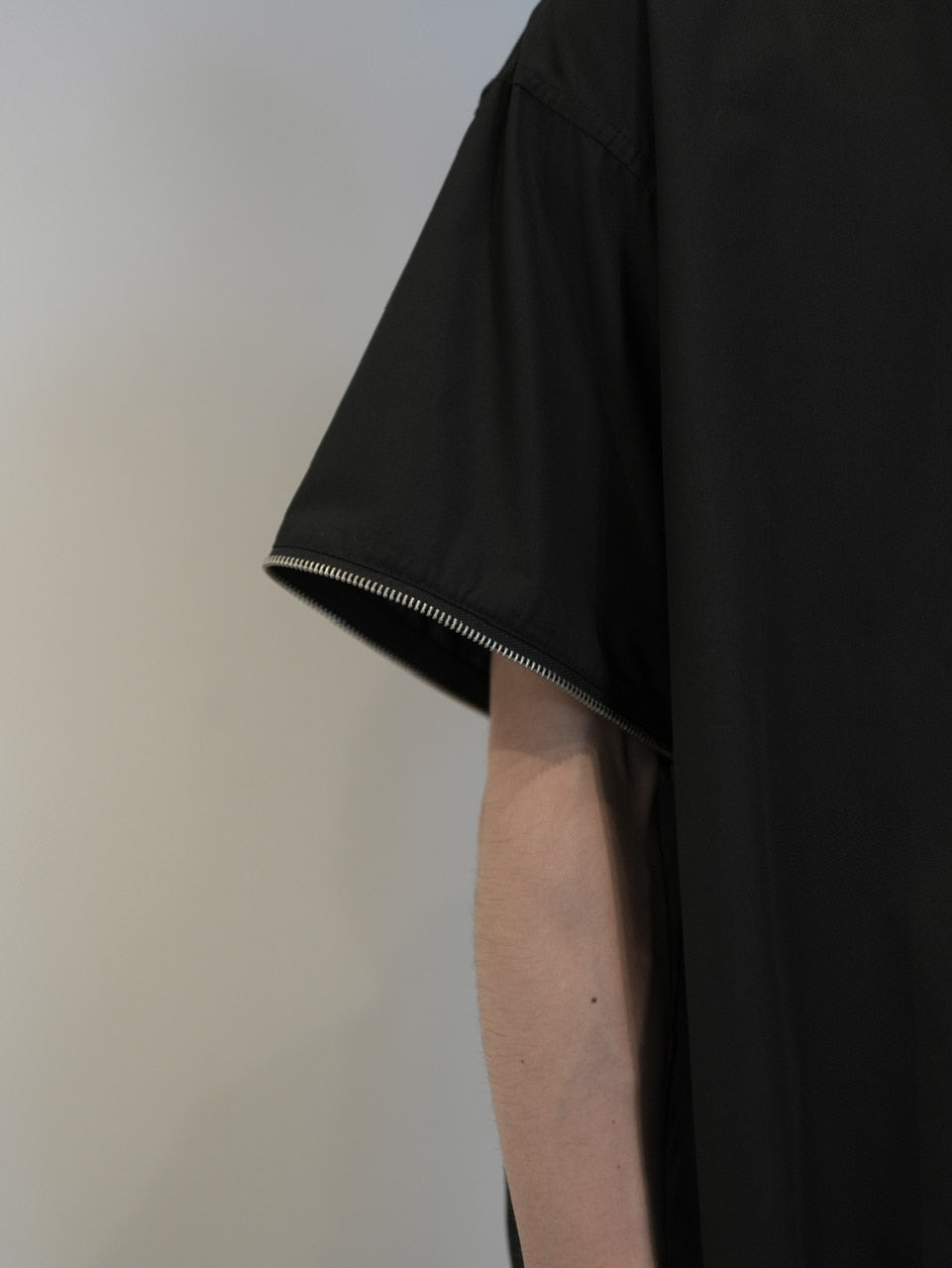 【CS】2way zip square cut shirt (black) / 【シーエス】2ウェイジップスクエアカット長袖シャツ