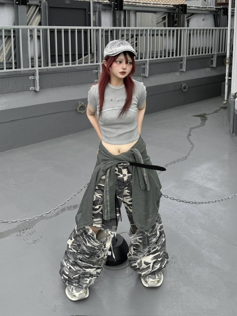 受注制【Never mind the XU】pigment rib crop tee (3color)