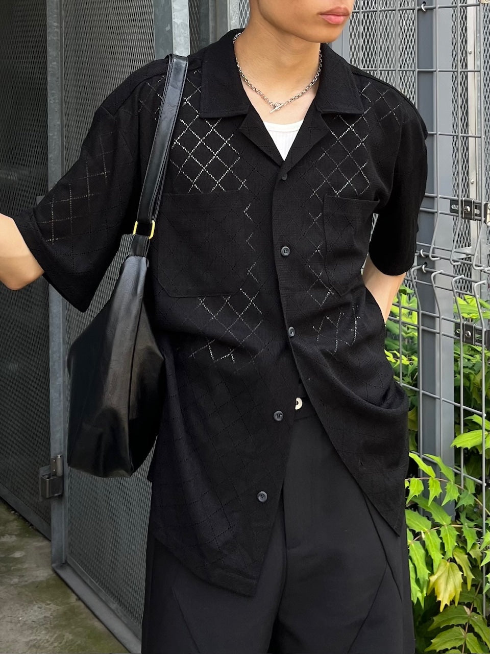 東京店WEB限定受注制【Chikashitsu +】argyle knit open color shirt (3color)