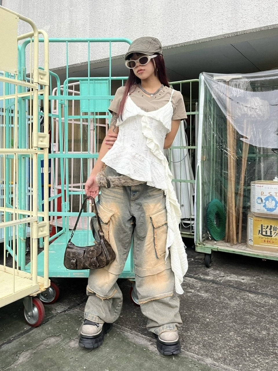 受注制【Never mind the XU】damage frill sleeveless (3color)