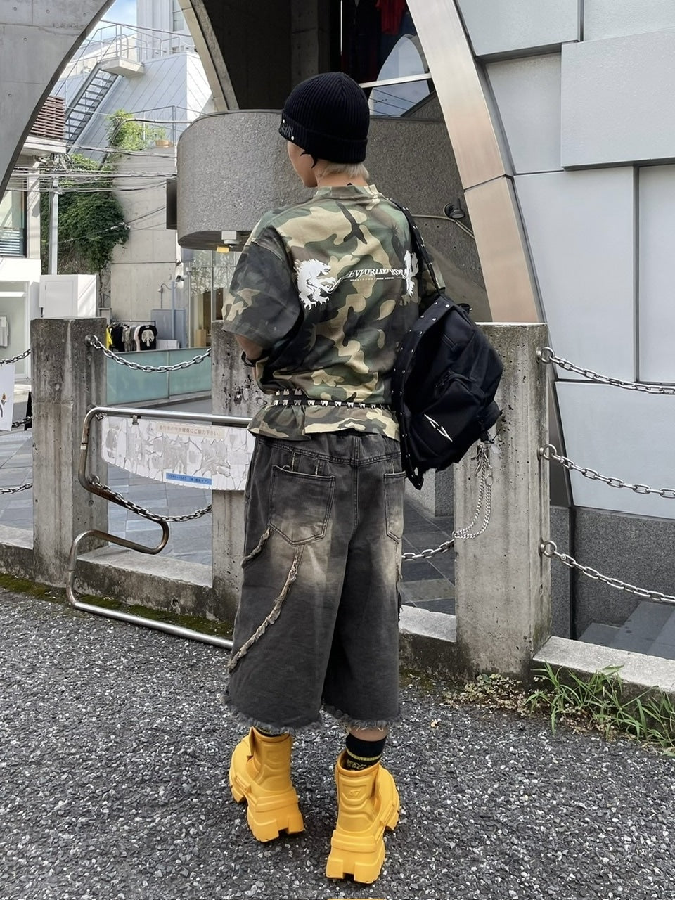 受注制【Never mind the XU】line denim half pants (2color)