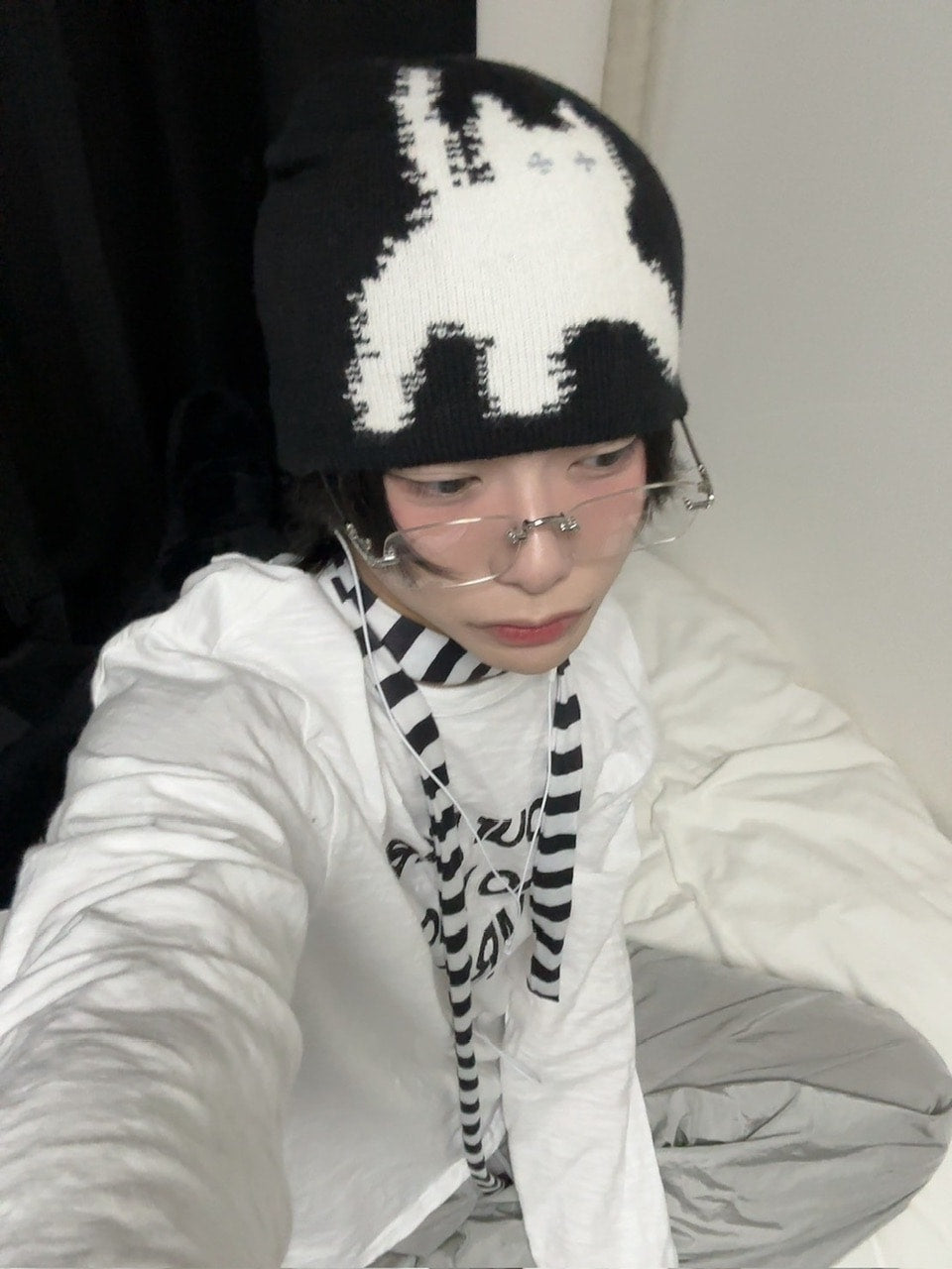 国際配送【LUV CODE】shadow cat beanie (2color)