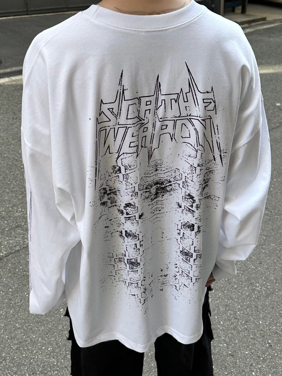 受注制【Chikashitsu +】oversized print long sleeve (2color) / 【チカシツプラス】オーバーサイズプリント長袖Tシャツ