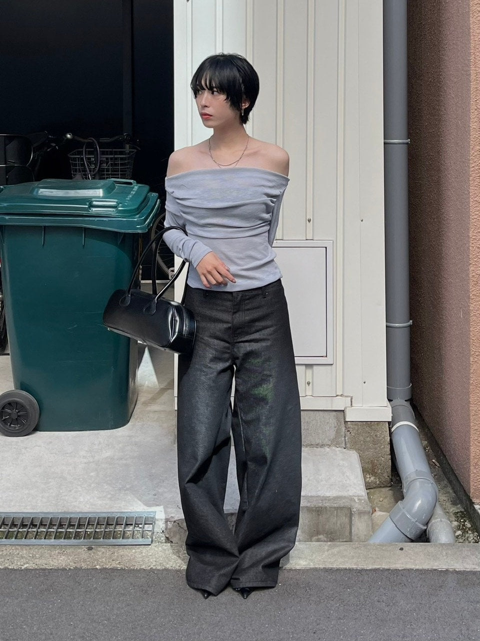 受注制【oaks】see-through back ribbon long sleeve (3color)