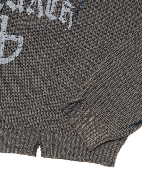 【NOMANUAL】OVERDYED TRIBAL KNIT SWEATER / 【ノーマニュアル】オーバーダイトライバルニット長袖セーター