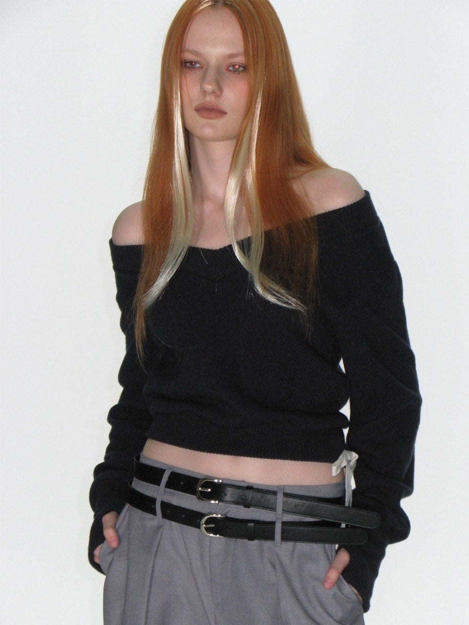 【CRANK】RIBBON WARMER V-NECK KNITWEAR