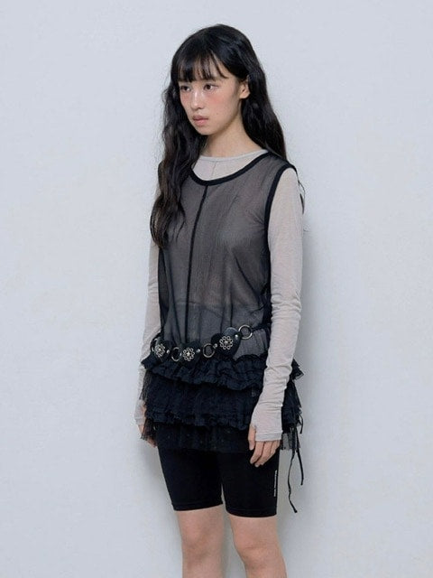 【FANCY CLUB】DOT LAYERED DRESS